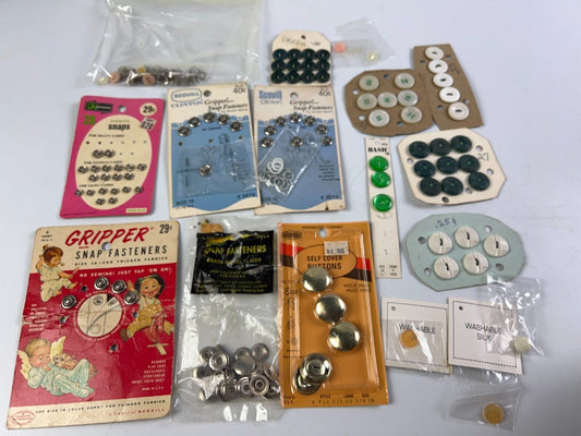 Vintage Sew-on Snaps, Fasteners New Old Stock, Hook and Eye, Sewing