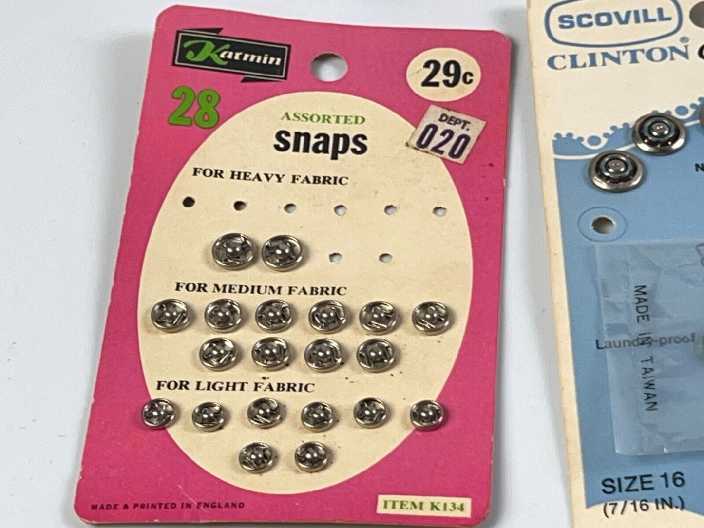 Vintage Sew-on Snaps, Fasteners New Old Stock, Hook and Eye, Sewing