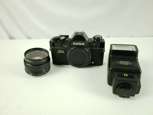 Konica FP-1 & Konica Hexanon AR 50mm F1.8 & Sunpak auto 322 D Needs battery