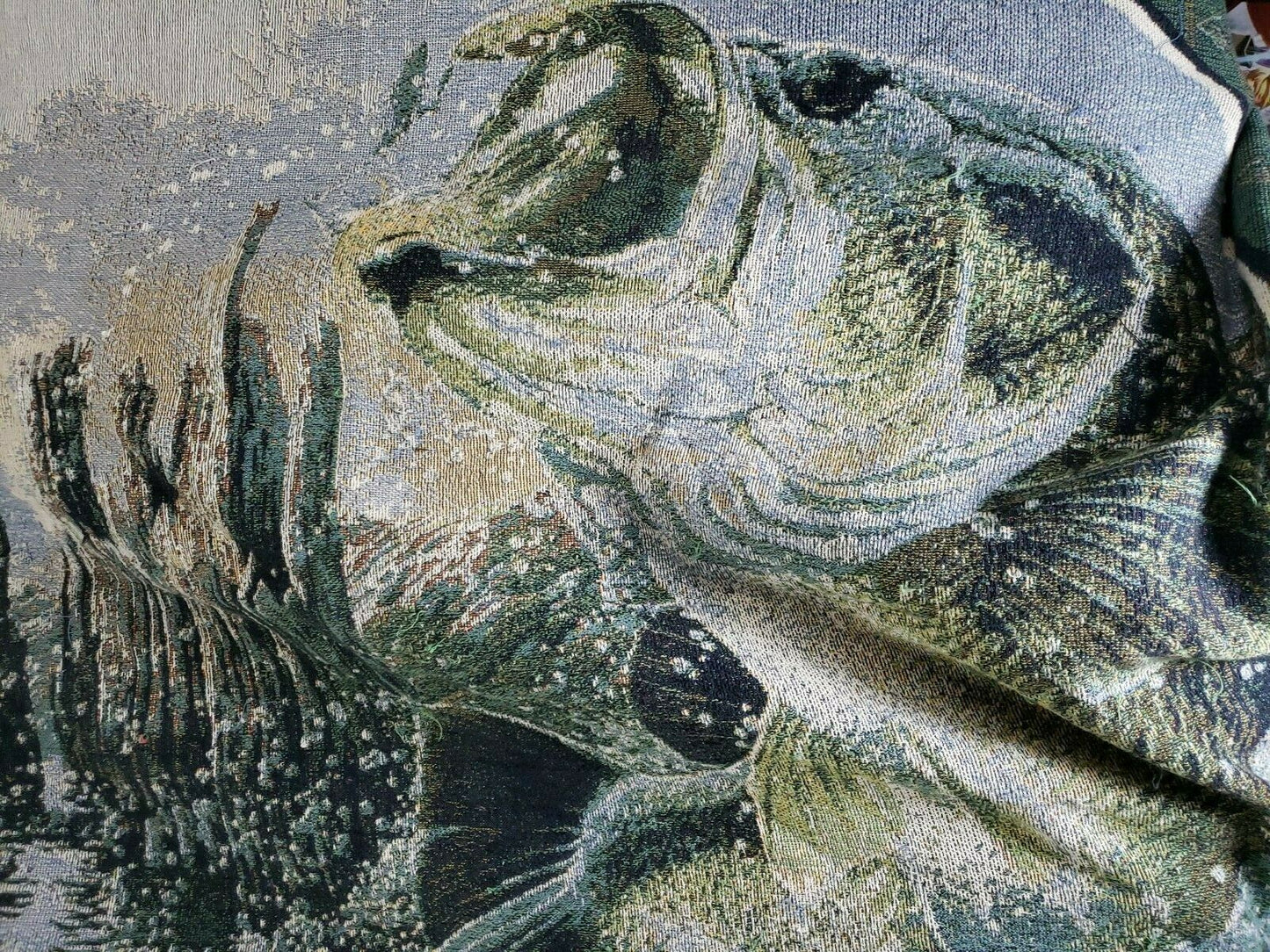 Al Agnew Big Mouth Bass Wall Art Tapestry Throw Rug 45x54” Man Cave Item