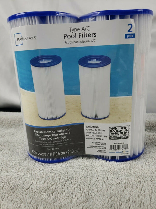 NEW Mainstays 2-Pack TYPE A/C Pool Universal Replacement Filter Cartridge