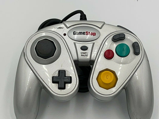 GameStop Branded Nintendo GameCube Wired Controller Argent (non testé)