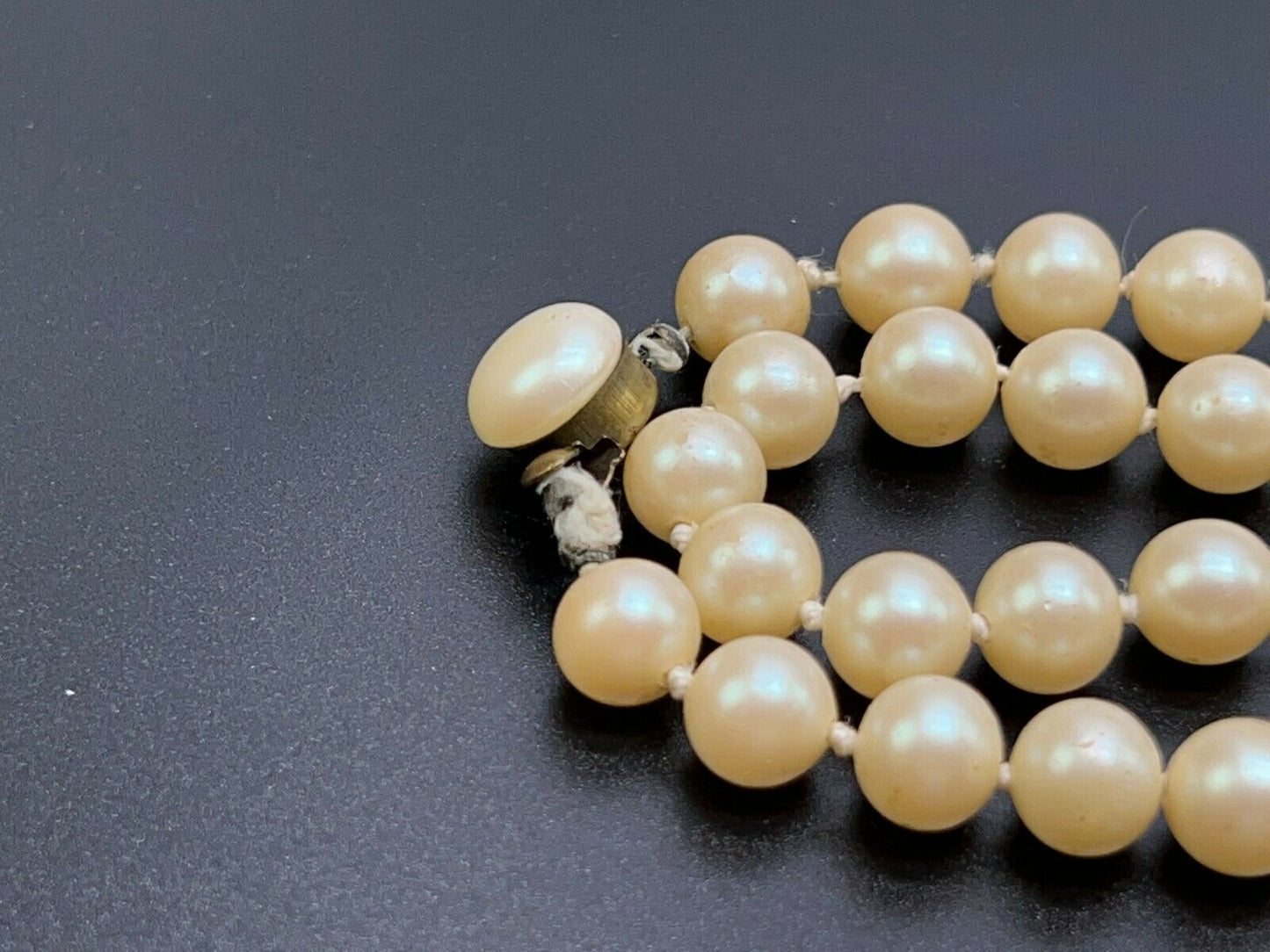 Vintage Single Strand Pearl Necklace, 60", Sliver Tone Clasp Stamped Japan