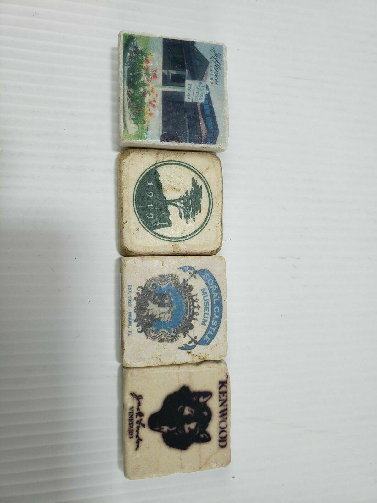 Refrigerator Magnets Lot of 4 Tiles See Pictures