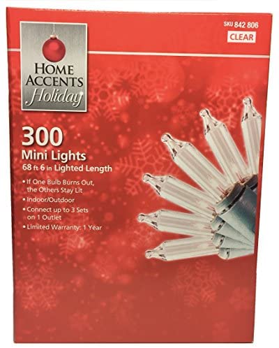 Home Accents 300 Mini Lights, 68 ft 6" Lighted Length
