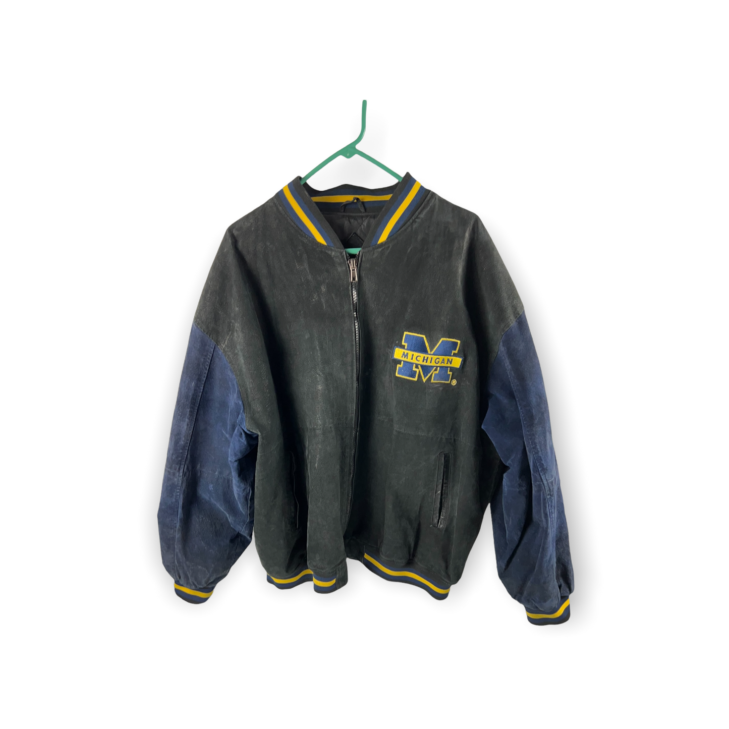 Michigan University Leather Bomber Jacket Size XL NCAA