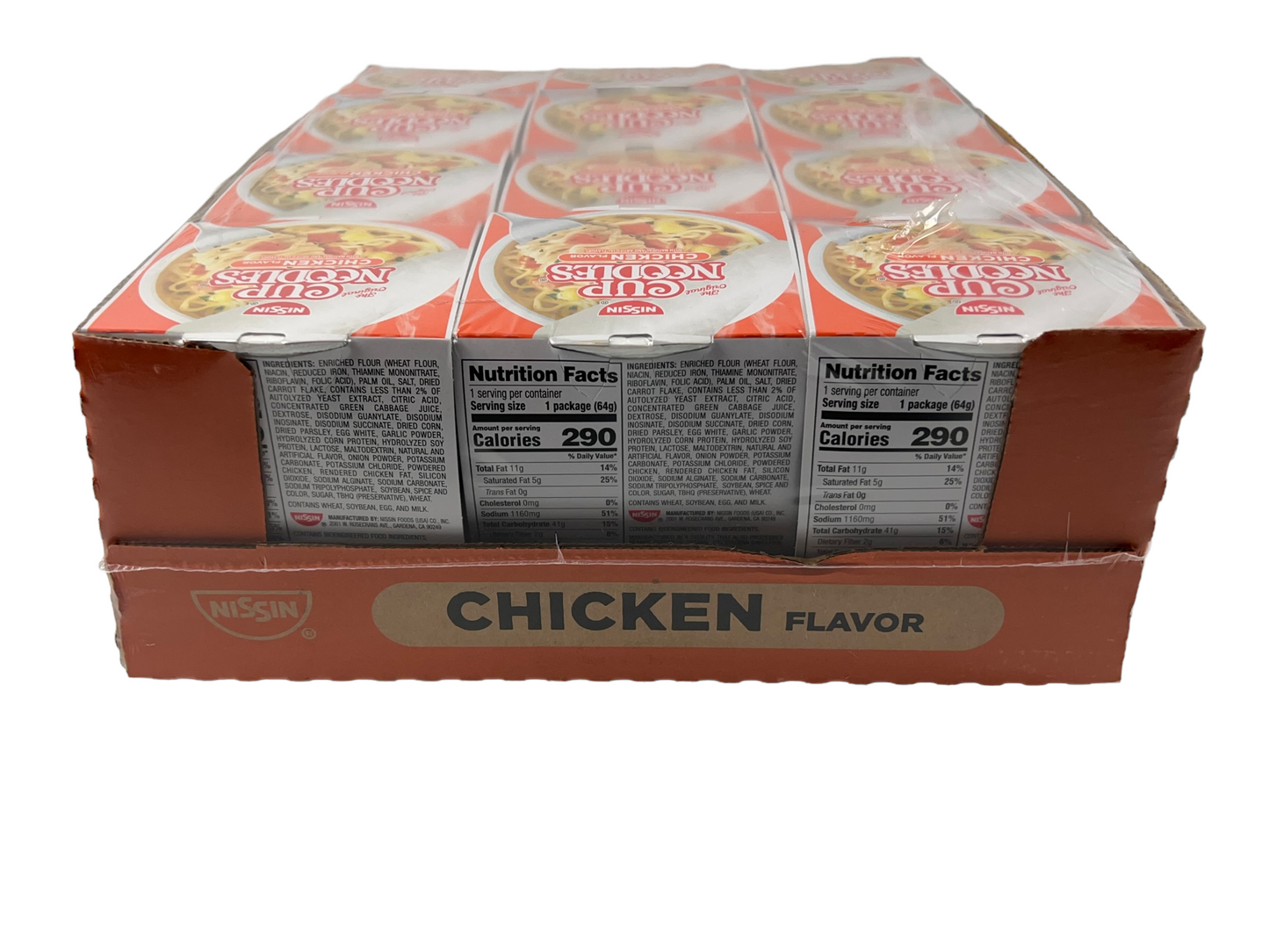 Nissin Cup Noodles Soupe de nouilles Ramen, saveur de poulet, 2,25 oz (lot de 12)