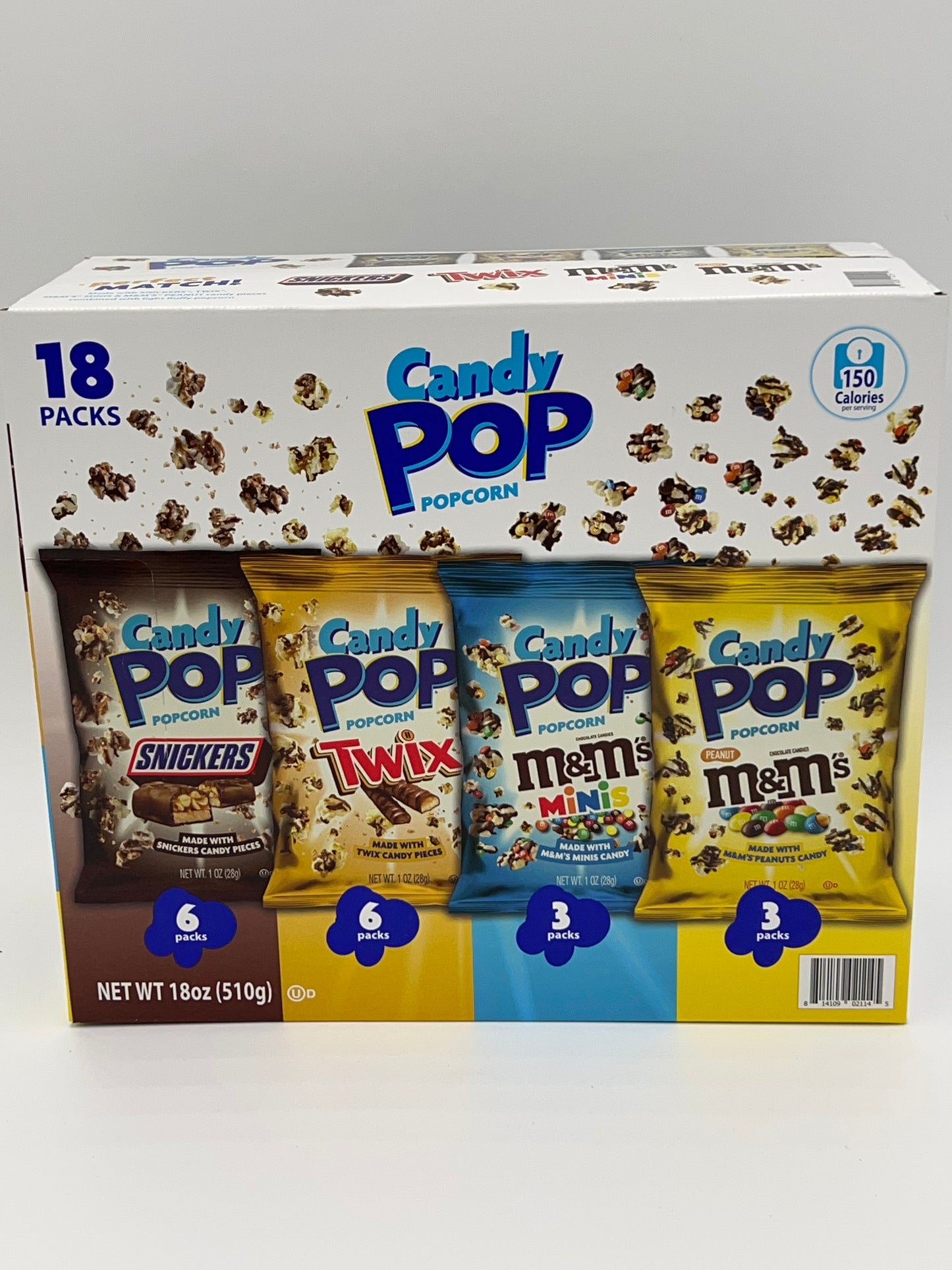 Candy Pop Variety Pack (18 Count 1oz pks) Snickers, Twix, M&M Mini, M&M Peanut