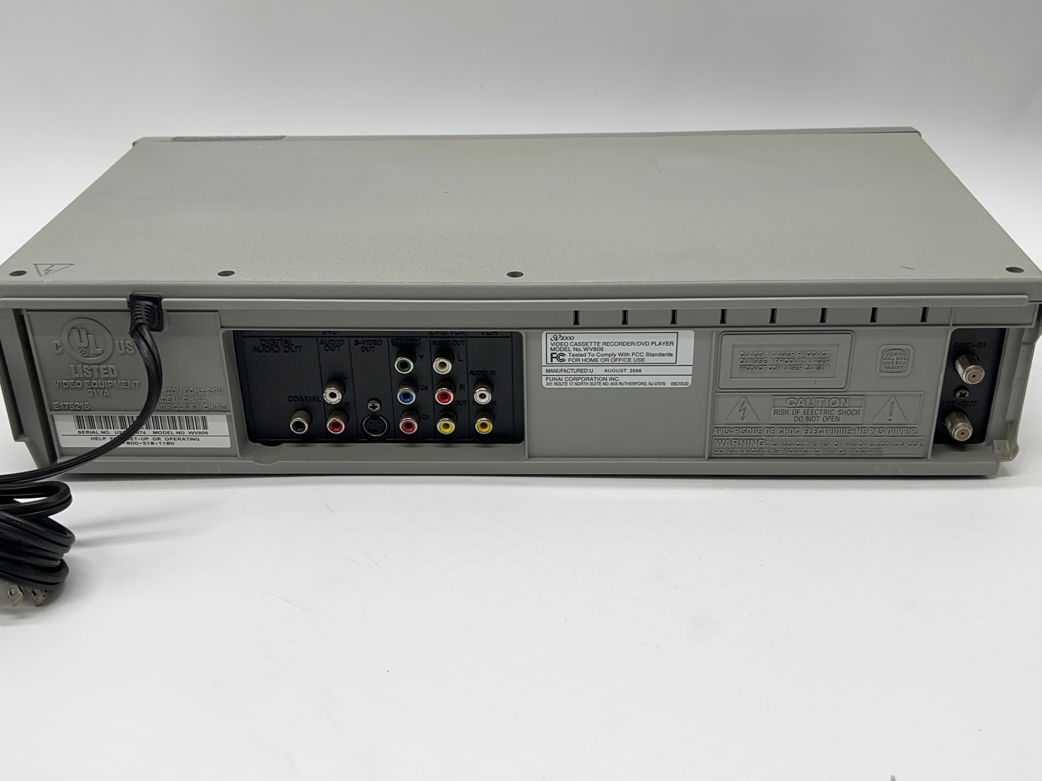 Funai SV2000 WV806 DVD 4 Head VCR purchases Recorder New