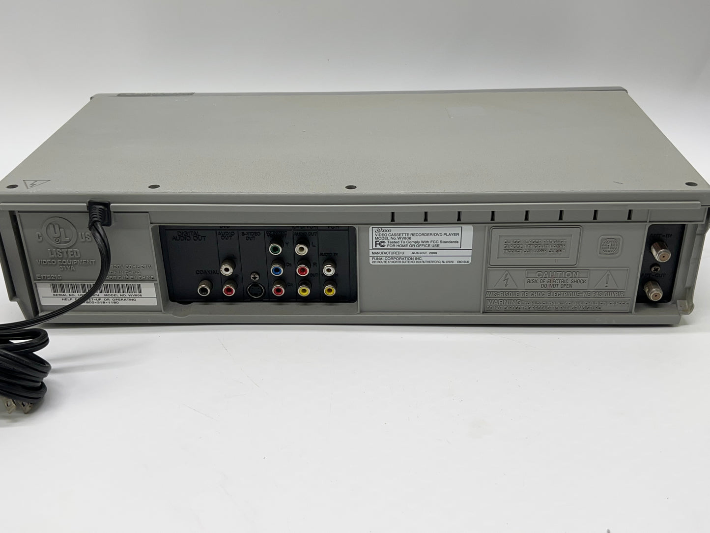 SV2000 FUNAI WV806 DVD Player / VCR VHS Combo 4-Head Recorder No Remote