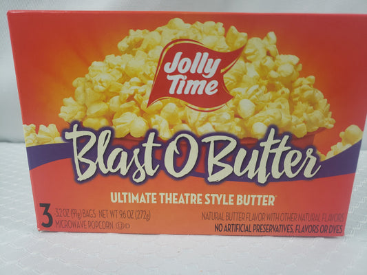 Jolly Time BlastOButter Microwave Popcorn, 3-count Box