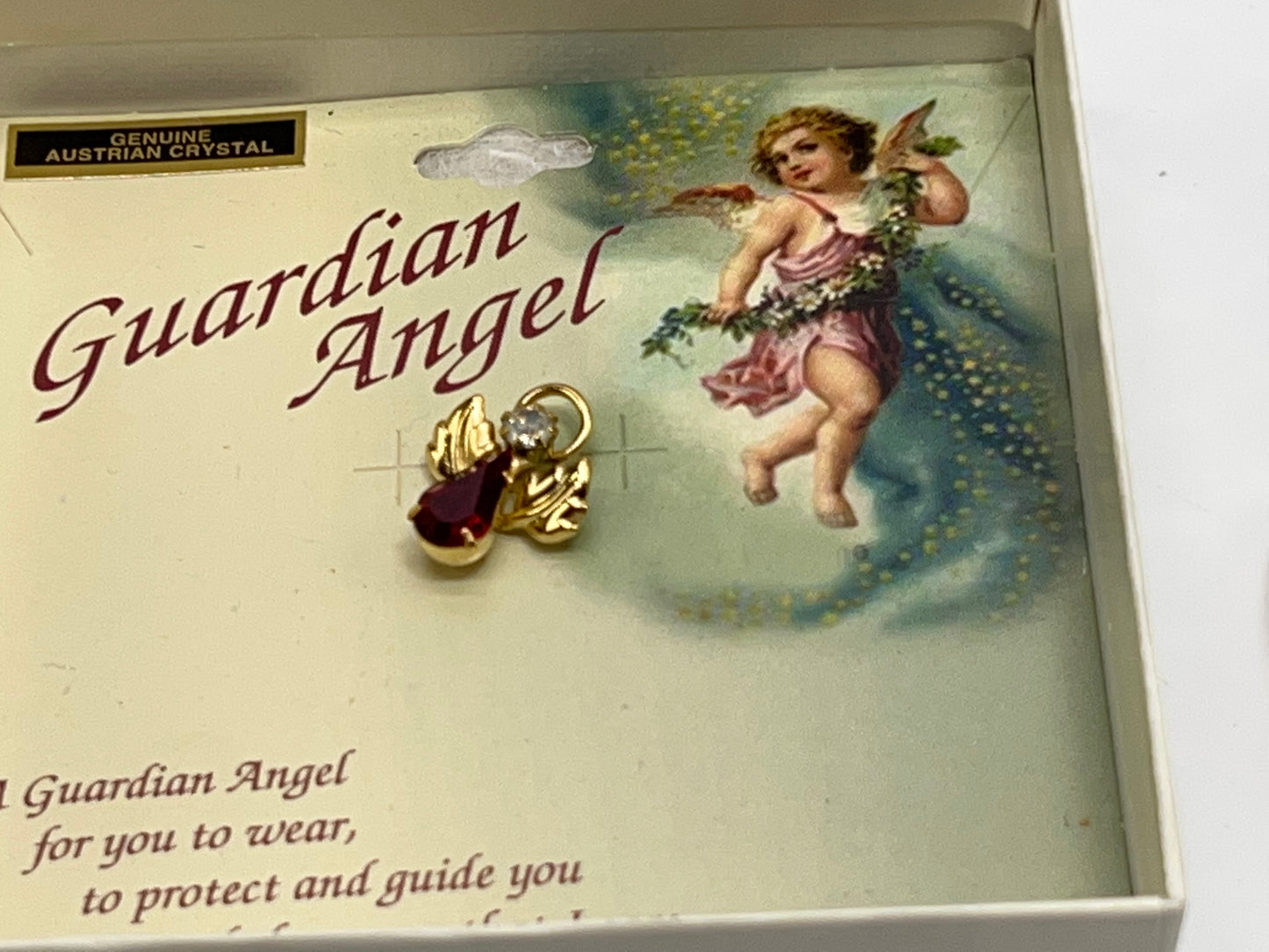 Guardian Angel Gold Tone January Birthstone Pendant Lot of 3