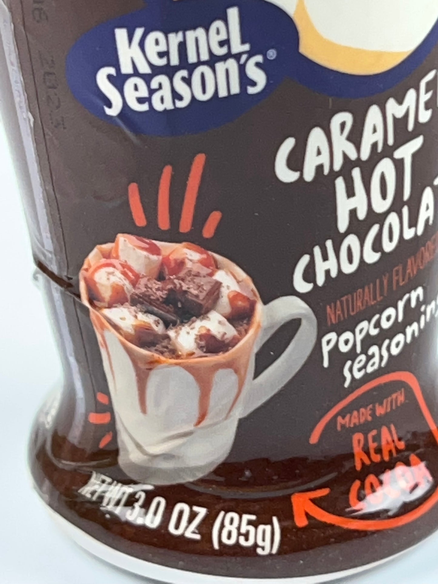 Assaisonnement pour maïs soufflé au chocolat chaud au caramel de Kernel Season, 3,0 oz.