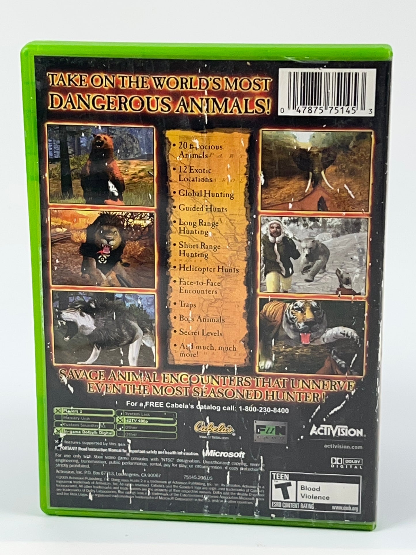 Cabela's Dangerous Hunts 2 (Microsoft Xbox, 2005) Disc & Case Only