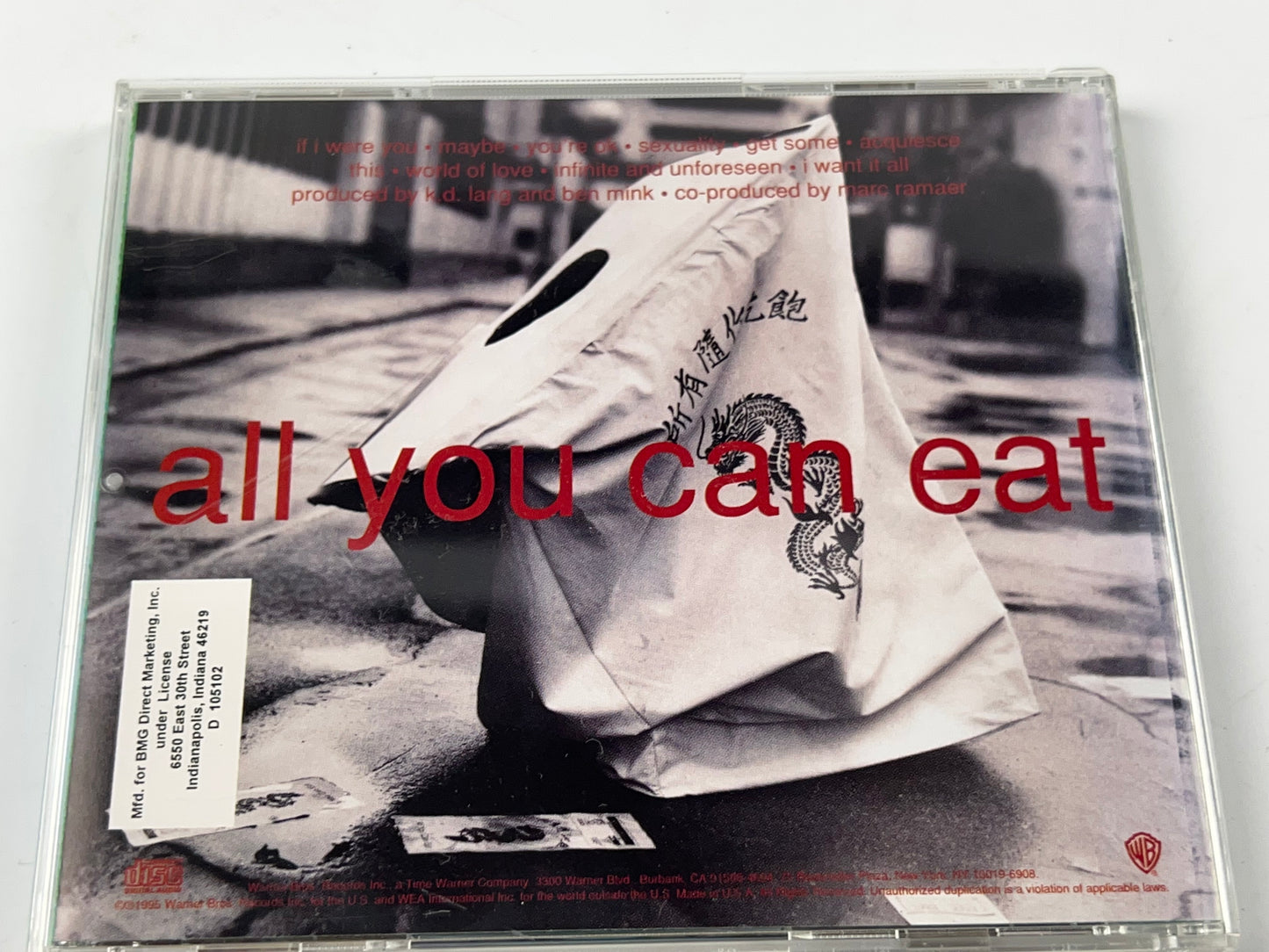 K.D. Lang - All You Can Eat (1995, CD) Pop Adult Contemporary Music