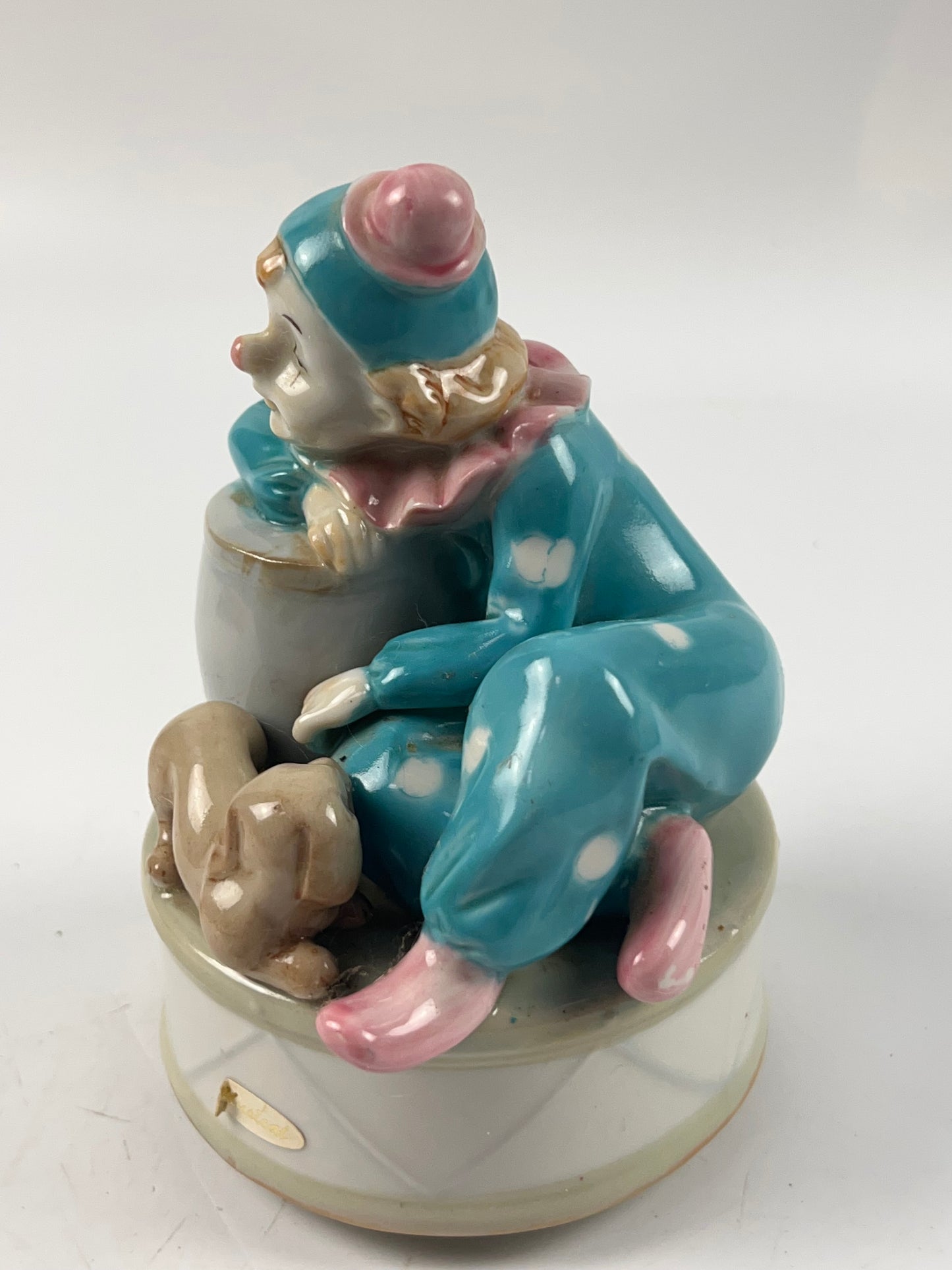Vtg Summit Collection Exclusive Porcelain Music Box Hand-Painted Clown & Dog