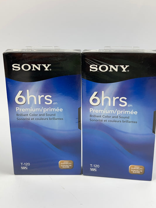 Sony 6 Hour T-120VR Premium Grade Blank Recordable VHS Video Tape Lot Of 2