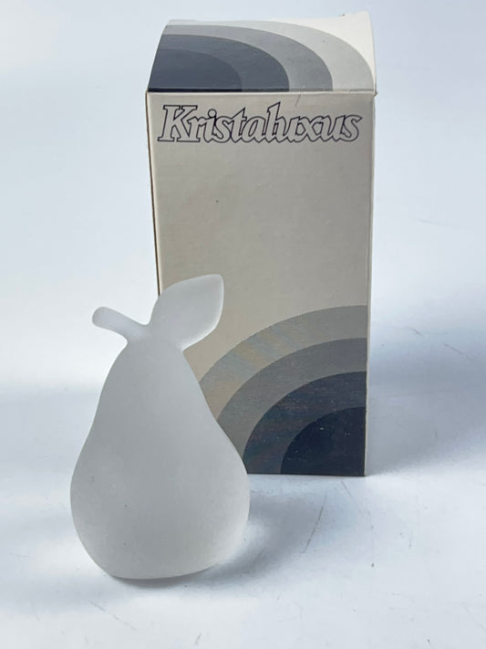 Frosted Glass Pear Kristaluxus Paperweight