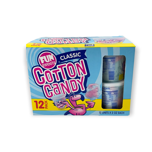 Fun Sweet Classic Cotton Candy 12 paquets X 2 oz chacun - Sans gras, sans gluten, sans OGM, sans cacahuètes, sans allergènes