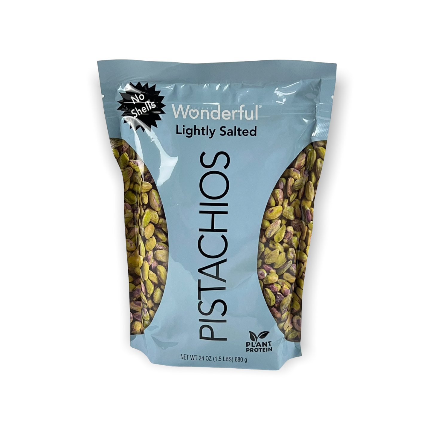 Wonderful Pistachios, No Shells, Roasted and Lightly Salted Nuts, 24 Ounce Resealable Bag