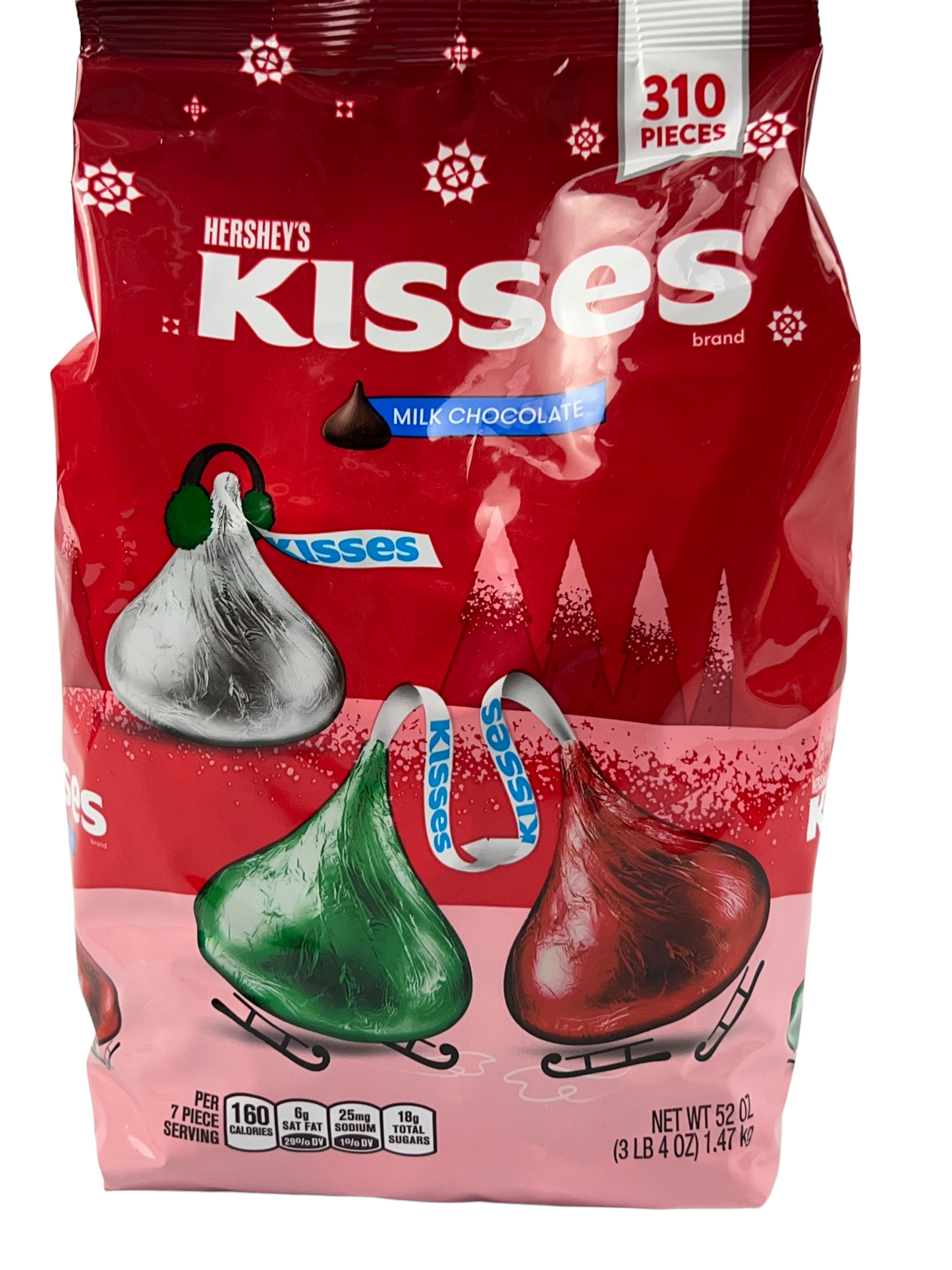 Hershey's Holiday Kisses Milk Chocolate 310Piece Net Wt 52 Oz